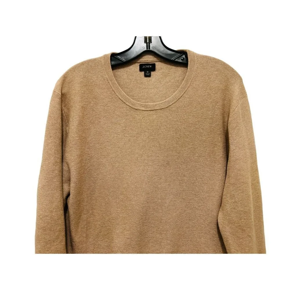 Men's Med J.Crew Crewneck Sweater Textured Cotton Tan Beige   B19
